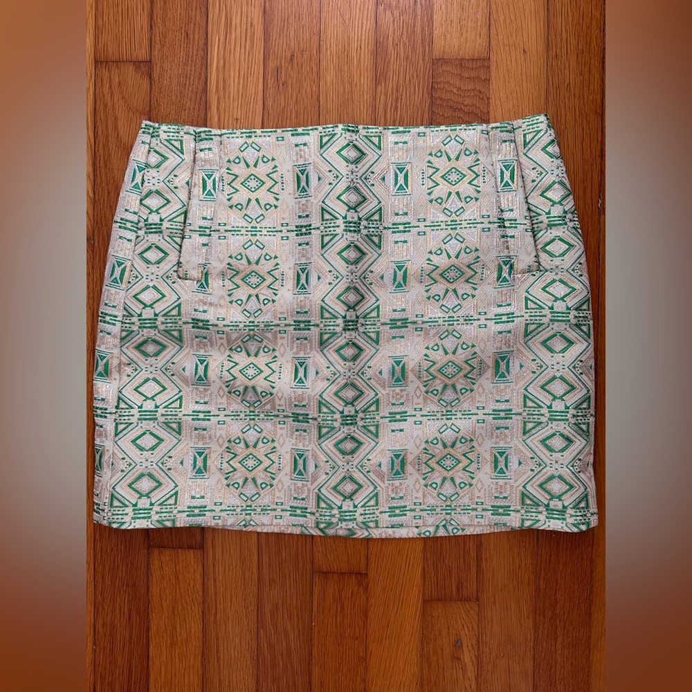 J. Crew metallic jacquard mini skirt